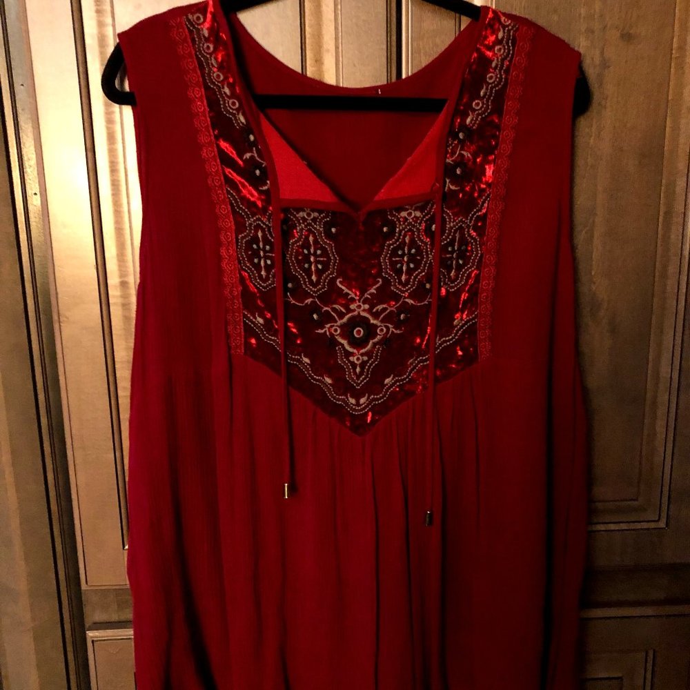 Plus Size Burgundy Sleeveless Top